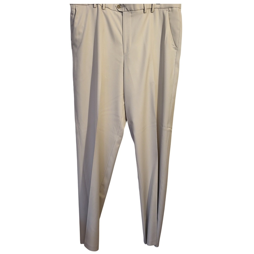 Dockers Golf Mens Flat Front Relax Fit Microfiber Polyester Pants Khaki W38 L34 - Picture 1 of 6